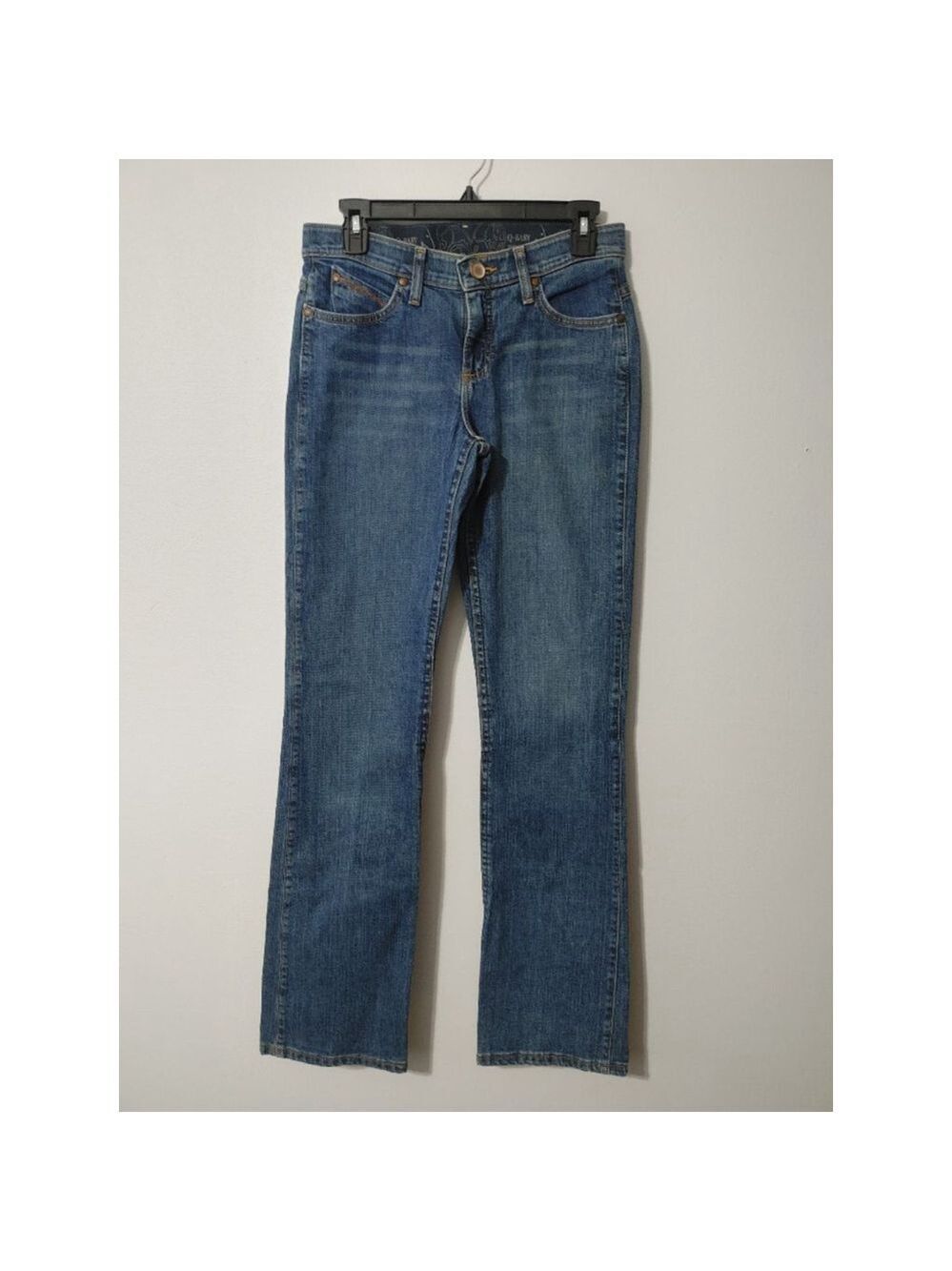 Women's Wrangler Blue Boot Cut Jeans Q Baby Waistband Juniors 3x34